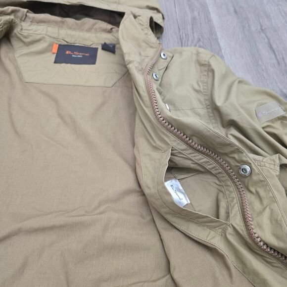 Men's  Hooded Field Jacket Tan Cotton Utility L Fall Winter Outdoor Layering - Picture 8 of 10